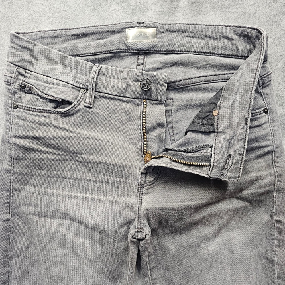 MOTHER The Looker Ankle Fray Jeans Last Chance Saloon Gray Distressed Size 27